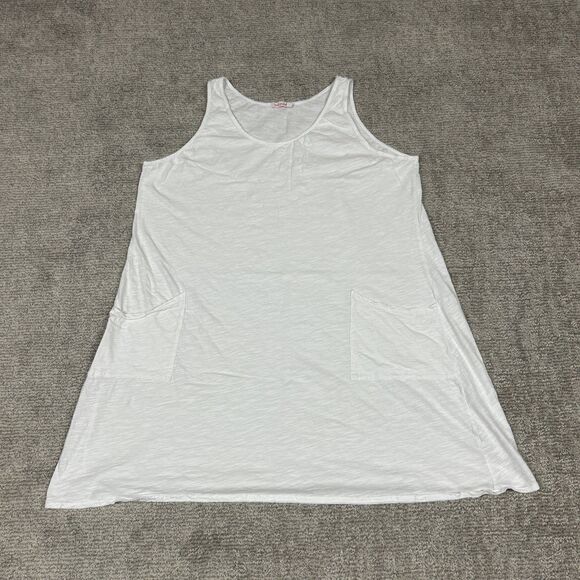 Fresh Produce Drape Dress Womens 3X White Cotton Tank Pockets USA Sleeveless New - Picture 2 of 9
